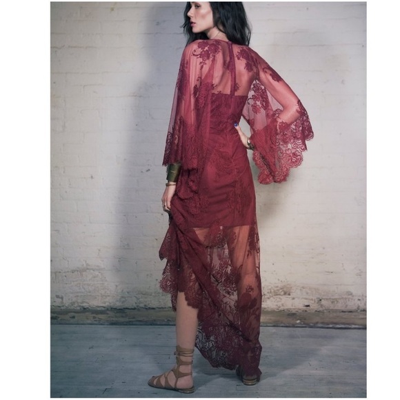 Jen’s Pirate Booty X Free People Magenta lace ethereal maxi dress - Picture 2 of 14